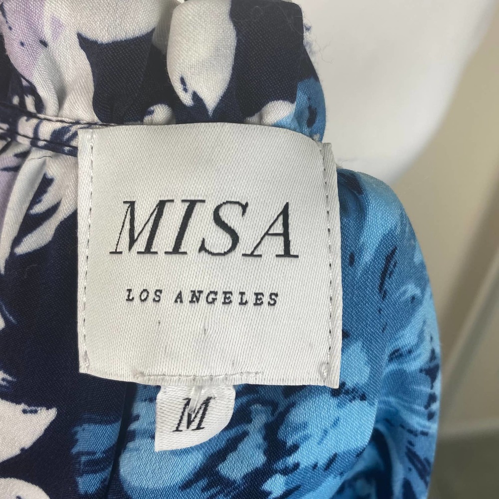 Misa Los Angeles Dress Mini Floral White Blue Nehda Botanical Size Medium - Picture 10 of 15